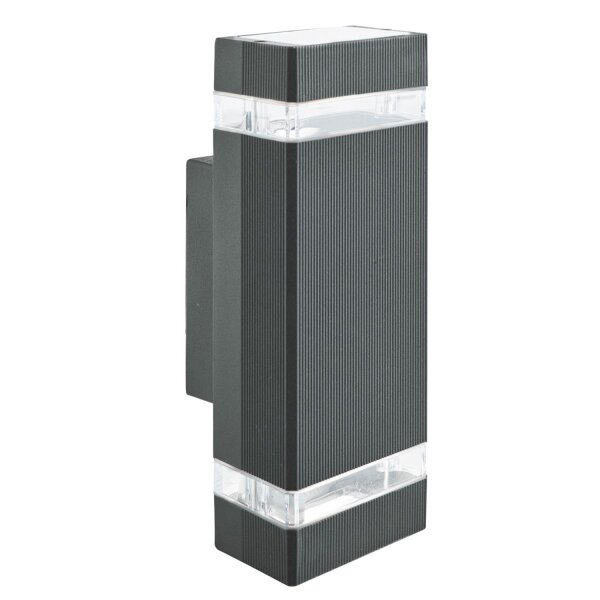 Außenleuchte Aluminium Glas Schwarz GU10 IP44 H:24 cm