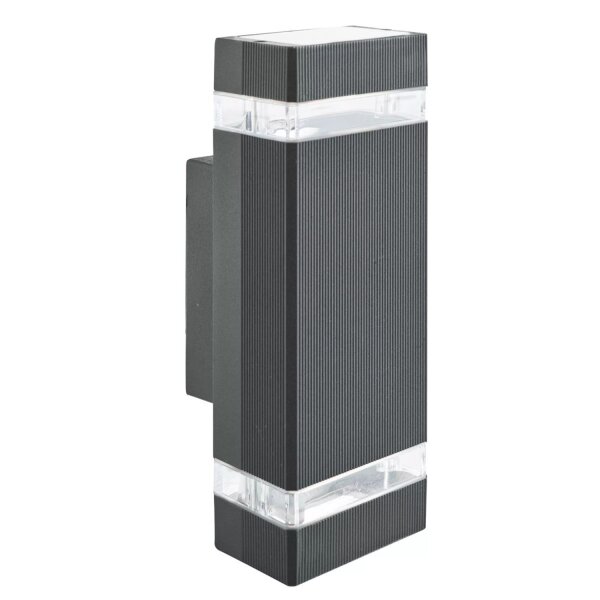 Außenleuchte Aluminium Glas Schwarz GU10 IP44 H:24 cm