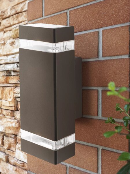 Außenleuchte Aluminium Glas Grau GU10 IP44 H:23,5 cm