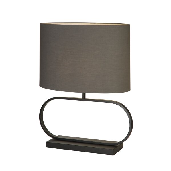Tischlampe Metall Baumwolle Schwarz Grau E27 H:59 cm