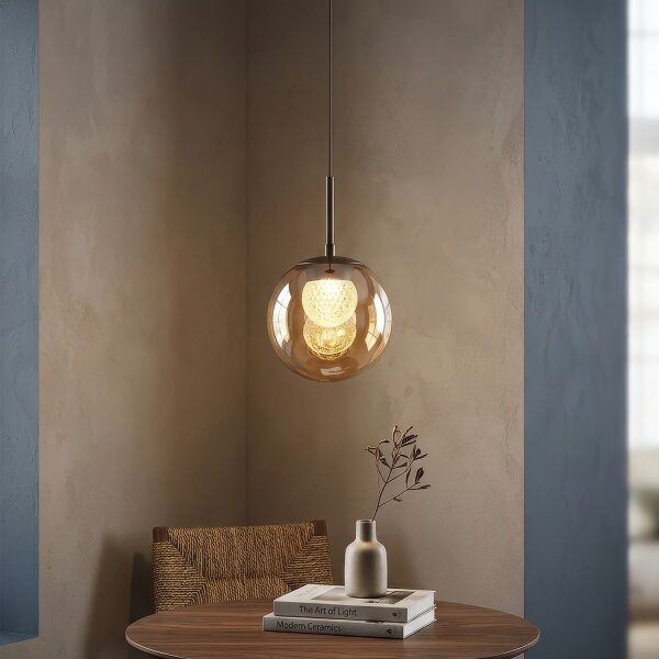 LED Pendelleuchte 2700K Glas Bronze Champagner Ø20 cm