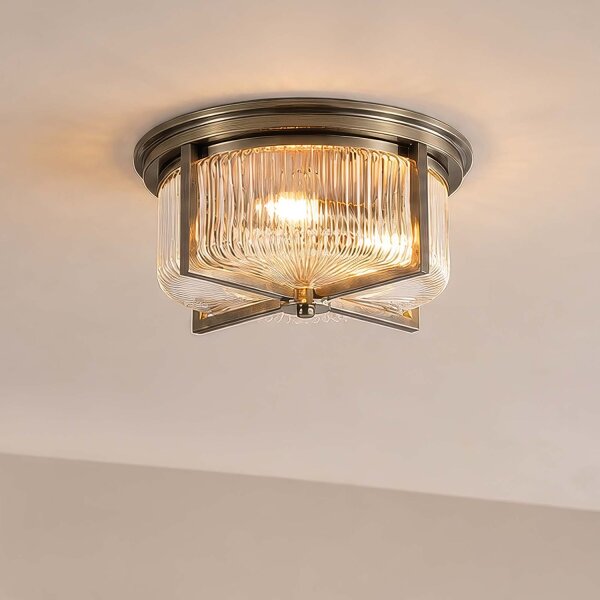 Deckenlampe Glas Metall Messing Antik E14 IP44 Ø35 cm