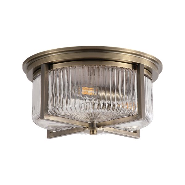 Deckenlampe Glas Metall Messing Antik E14 IP44 Ø35 cm