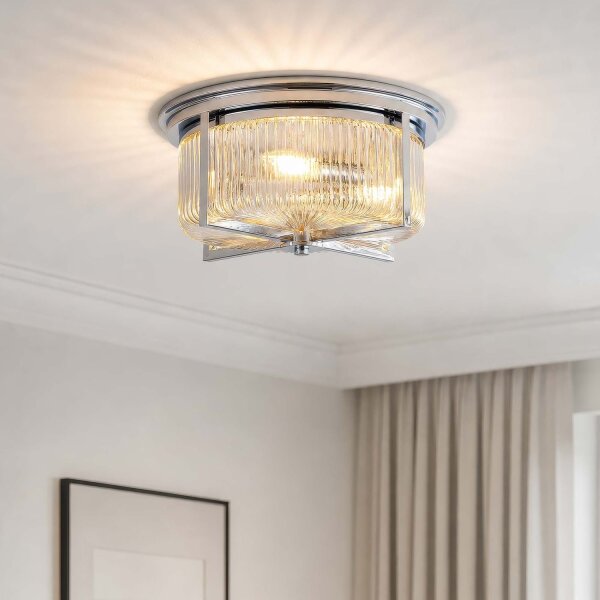 Deckenlampe Glas Metall Chrom E14 IP44 Ø35 cm Zylinder