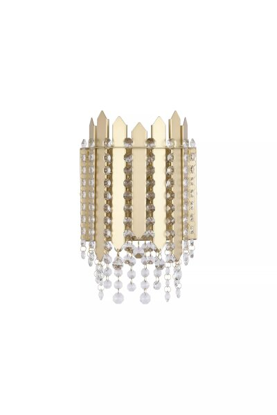 Wandleuchte Glas Metall Kristall Gold E14 H:31 cm klar