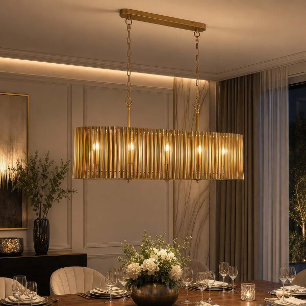 Pendelleuchte Metall Gold E14 L:99 cm 8-flammig Modern