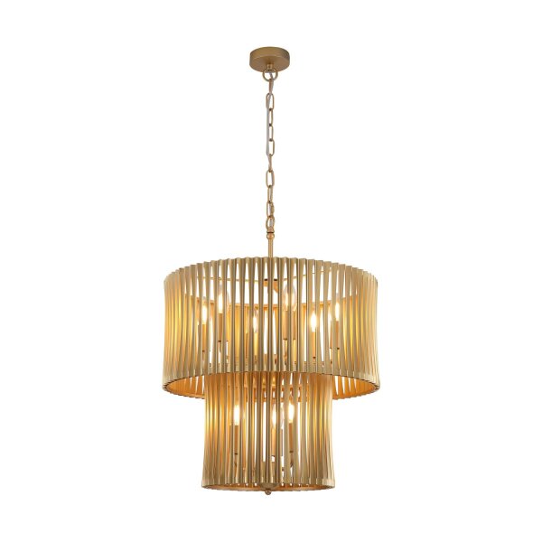 Pendelleuchte Metall Gold E14 Ø50 cm mehrstöckig modern