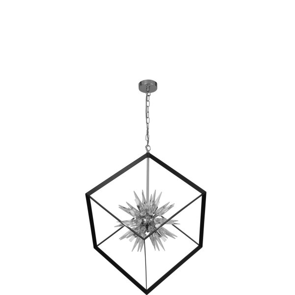 Hängelampe Glas Metall Schwarz Chrom G9 L:65 cm