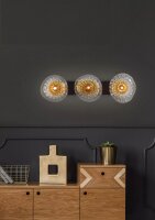Wandlampe Glas Metall Schwarz Bernstein G9 L:52 cm rund