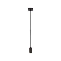 H&auml;ngelampe Metall Schwarz E27 &Oslash;10 cm Textilkabel Retro