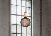 Pendelleuchte Metall Gold E27 &Oslash;10 cm Retro Textilkabel