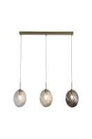 H&auml;ngelampe Metall Messing Rauchglas Bernstein L:82,5 cm