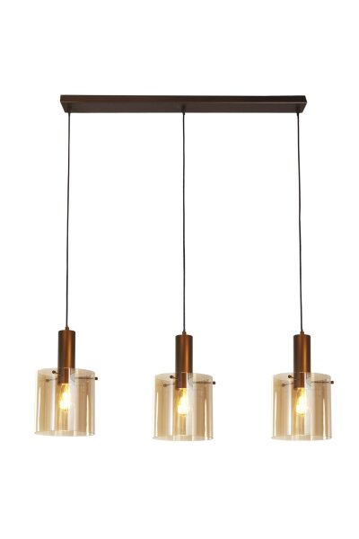 Pendelleuchte Glas Metall Mokka Bernstein E27 L:101 cm