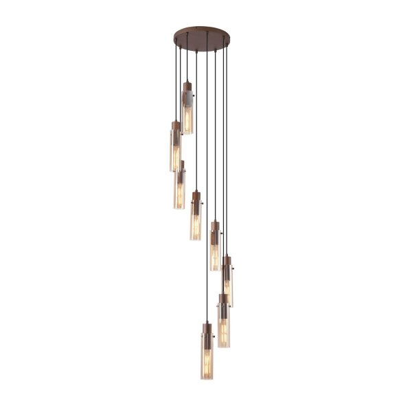 Pendelleuchte Glas Metall Mokka Bernstein E27 Ø42 cm