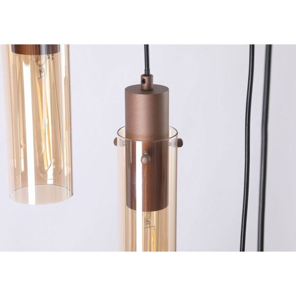 Pendelleuchte Glas Metall Mokka Bernstein E27 Ø42 cm