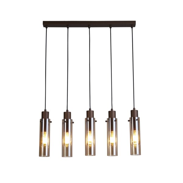 Hängelampe Glas Metall Mokka Bernstein E27 L:68 cm