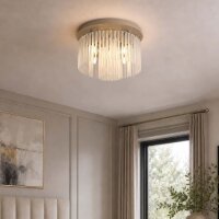 Deckenlampe Glas Metall Sandfarben E14 &Oslash;32 cm 5-flammig