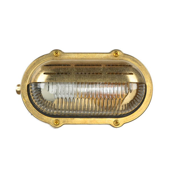 Wandlampe Außen Messing Maritim oval IP64 Haus Tür