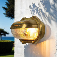 Wandlampe Außen Messing Maritim oval IP64 Haus...
