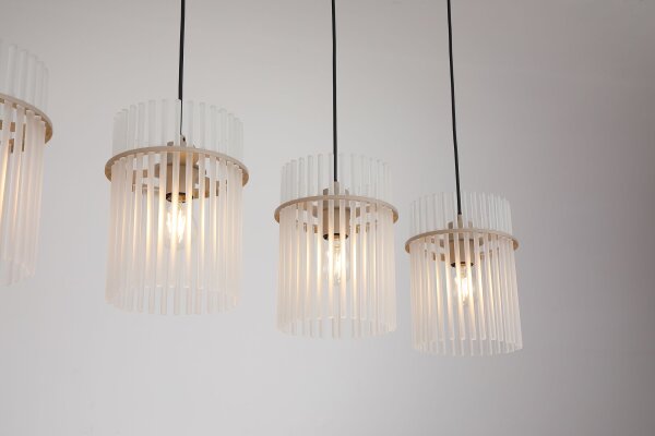 Hängelampe Glas Metall Sandfarben E27 L:110 cm Käfig