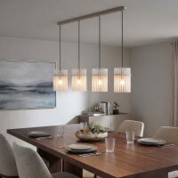 H&auml;ngelampe Glas Metall Sandfarben E27 L:110 cm...