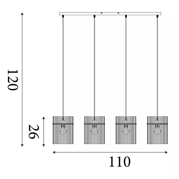Pendelleuchte Metall Rauchglas Schwarz E27 L:111 cm