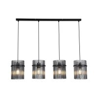 Pendelleuchte Metall Rauchglas Schwarz E27 L:111 cm