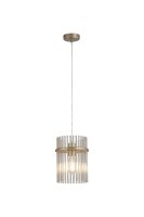 H&auml;ngelampe Glas Metall Gold Champagner E27 &Oslash;20 cm K&auml;fig