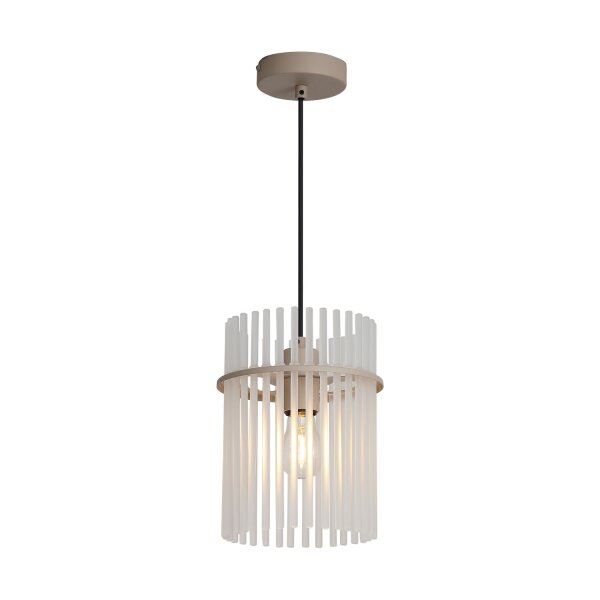 Hängelampe Glas Metall Sandfarben E27 Ø20 cm Trommel