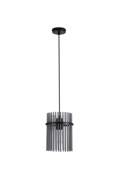 Hängelampe Metall Rauchglas Schwarz E27 Ø20 cm