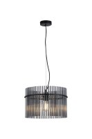 H&auml;ngelampe Metall Rauchglas Schwarz E27 &Oslash;40...