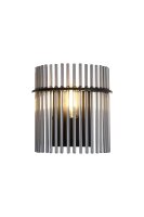 Wandlampe Metall Rauchglas Schwarz E27 H:26 cm Modern