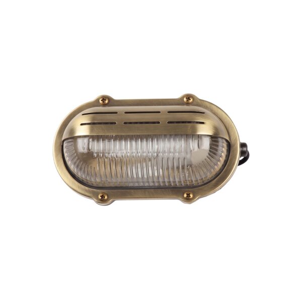 Wandlampe Außen Messing Maritim oval IP64 Haustür