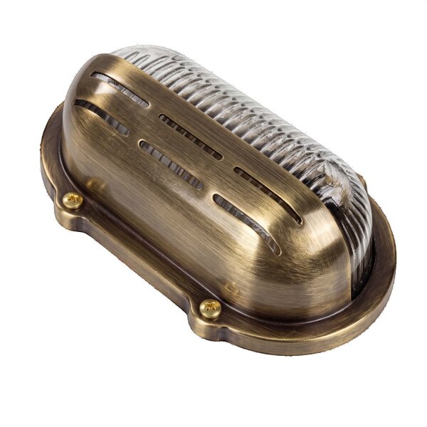 Wandlampe Außen Messing Maritim oval IP64 Haustür