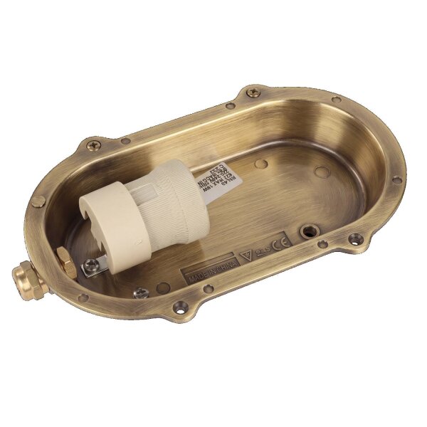 Wandlampe Außen Messing Maritim oval IP64 Haustür
