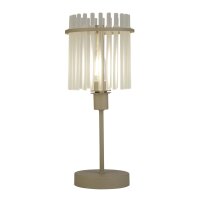 Tischlampe Glas Sandfarben E14 H:37,5 cm St&auml;be Modern