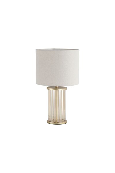 Tischlampe Glas Leinen Champagner Weiß E27 H:40 cm