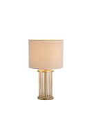 Tischlampe Glas Leinen Champagner Wei&szlig; E27 H:40 cm