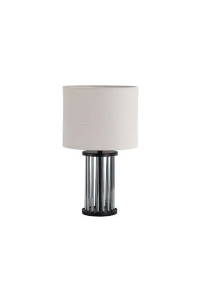 Tischleuchte Leinen Glas Schwarz Weiß E27 Ø25 cm Modern