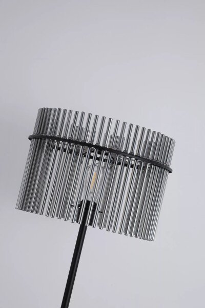 Stehlampe Rauchglas Schwarz E27 H:152 cm Fußschalter
