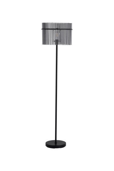 Stehlampe Rauchglas Schwarz E27 H:152 cm Fußschalter