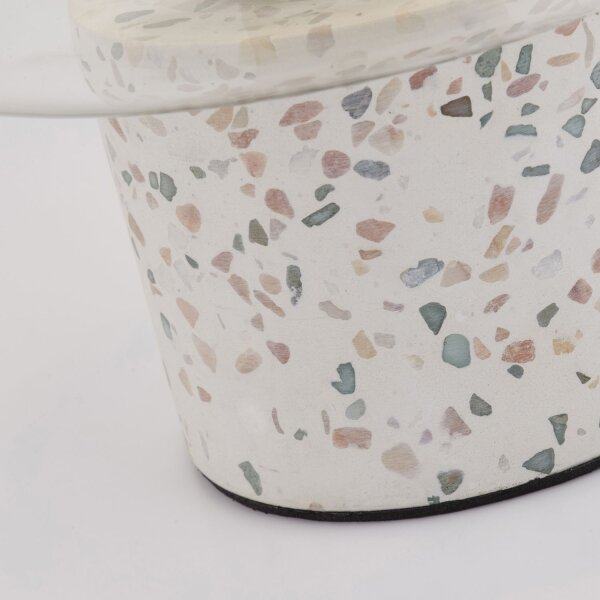 Tischleuchte Beton Glas Weiß E27 H:28 cm Kabelschalter