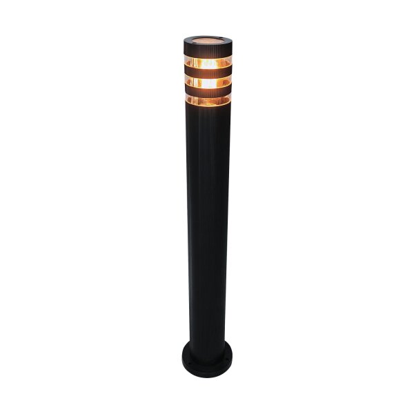 Sockelleuchte Schwarz E27 IP44 H:90 cm Lichtring modern