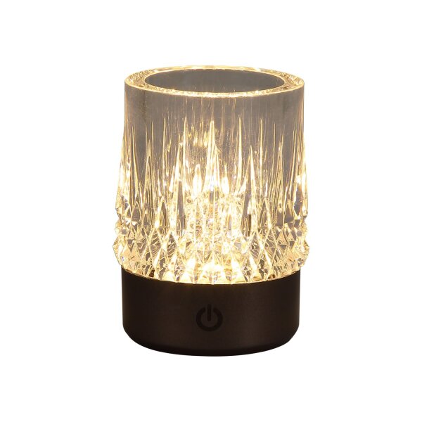 LED Tischlampe Akku 3000K Aluminium Glas Bronze Ø7 cm