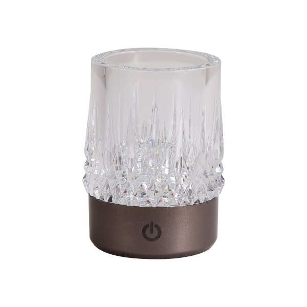 LED Tischlampe Akku 3000K Aluminium Glas Bronze Ø7 cm