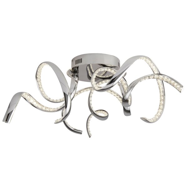 LED Deckenleuchte 4000K Glas Metall Chrom L:75 cm flach