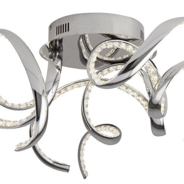 LED Deckenleuchte 4000K Glas Metall Chrom L:75 cm flach