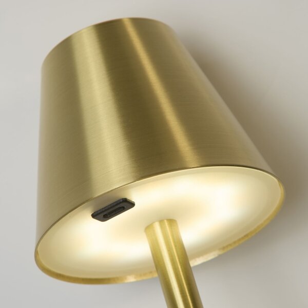 LED Tischleuchte Akku 2700-6500K Metall Messing H:36 cm