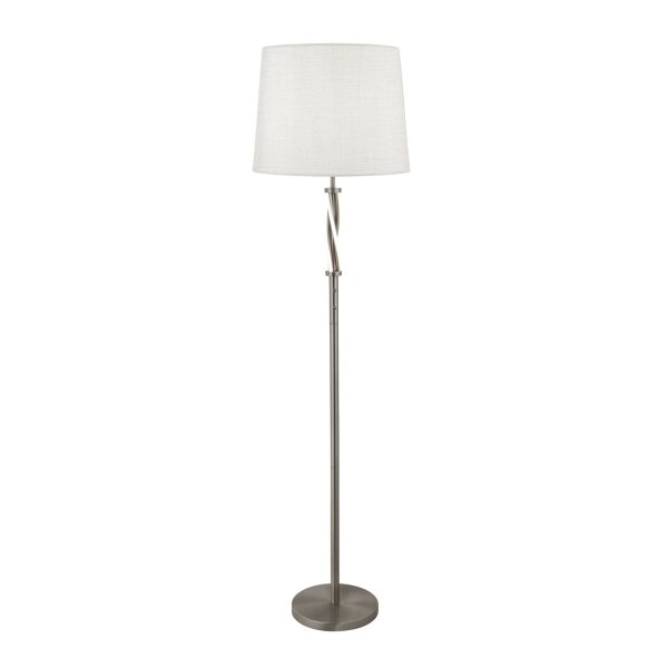 Stehlampe Stoff Silber Weiß E27 H:152 cm blendarm