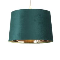 Lampenschirm Samt Smaragdgr&uuml;n Gold E14 E27 H:20 cm Loft